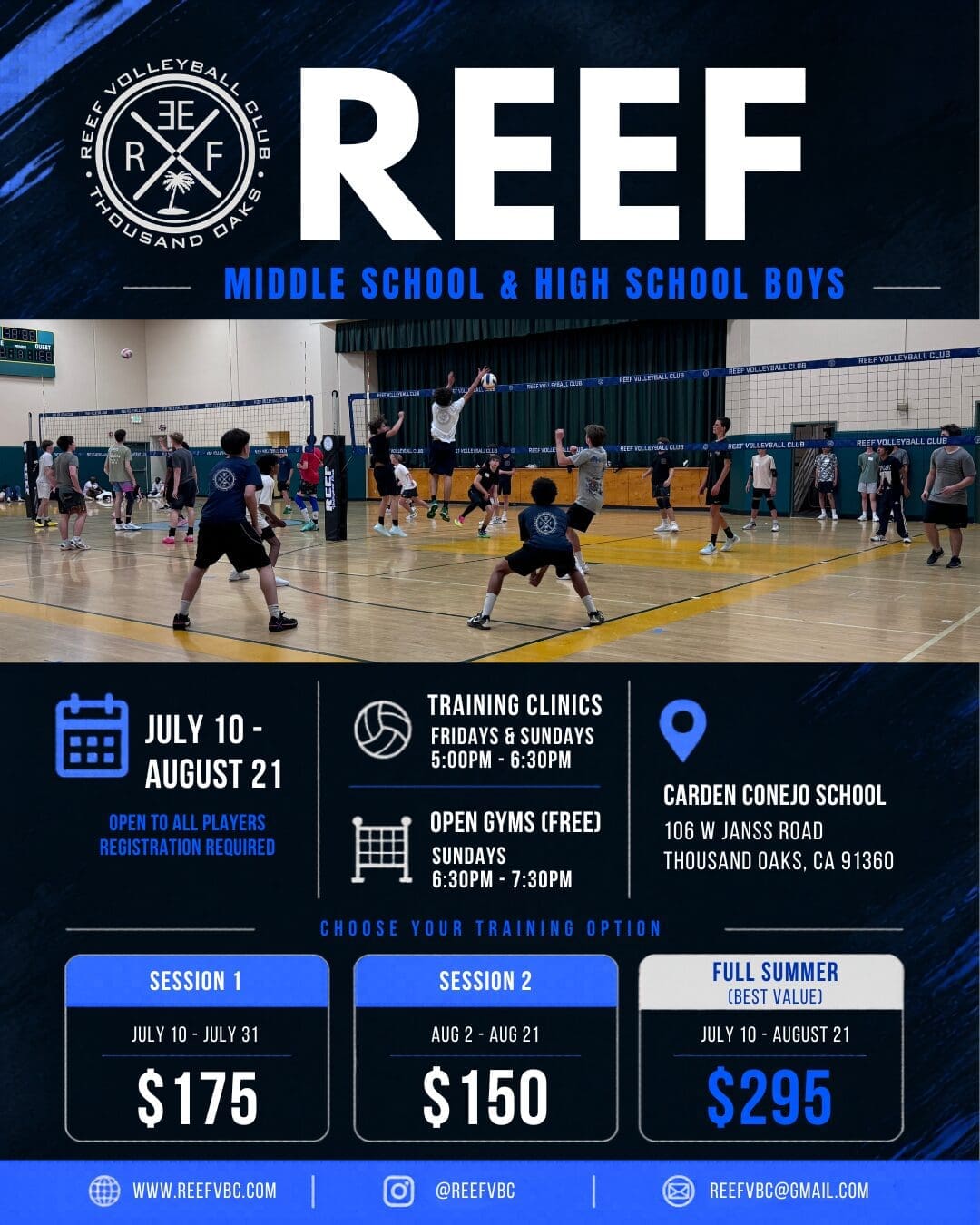 Reef Boys flyer sunday open gyms
